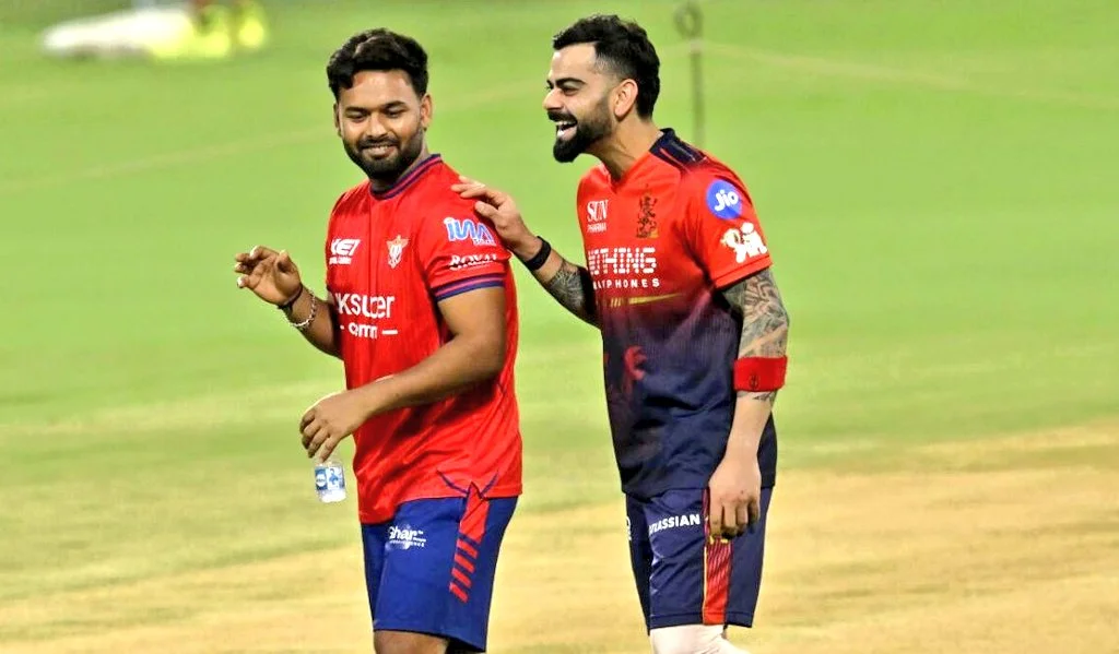 Virat Kohli and Rishabh Pant at practice session
