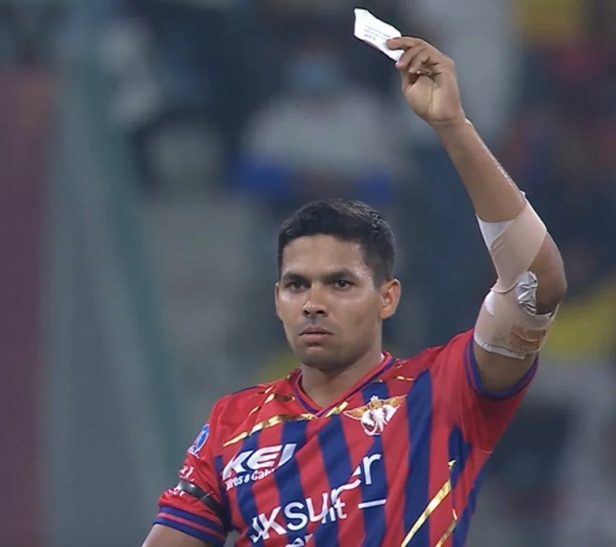 Akash Singh celebrates breakthrough spell for Chennai Super Kings in IPL 2026