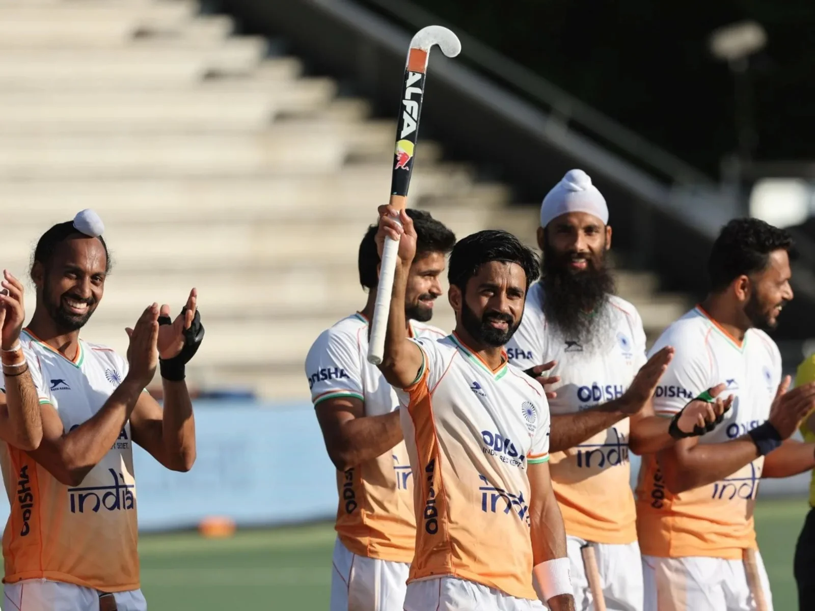 India hockey players in action against Germany during the FIH Pro League