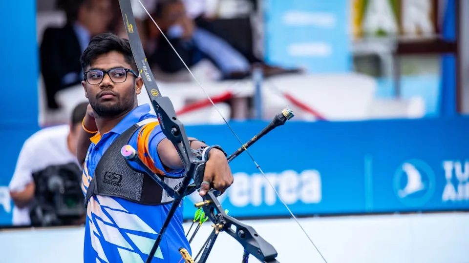 Dhiraj Bommadevara and Kumkum Mohod at Archery World Cup Antalya 2026.