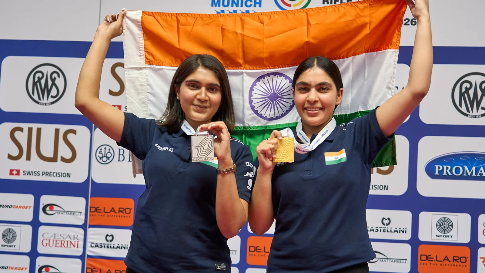 Esha Singh after winning gold at ISSF World Cup Munich